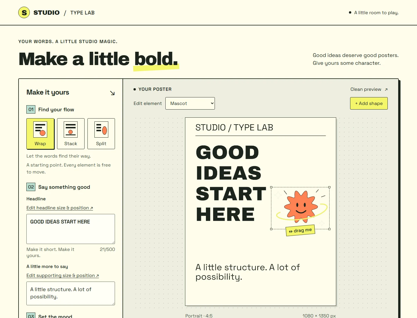 Words, shapes and a little Studio personality
